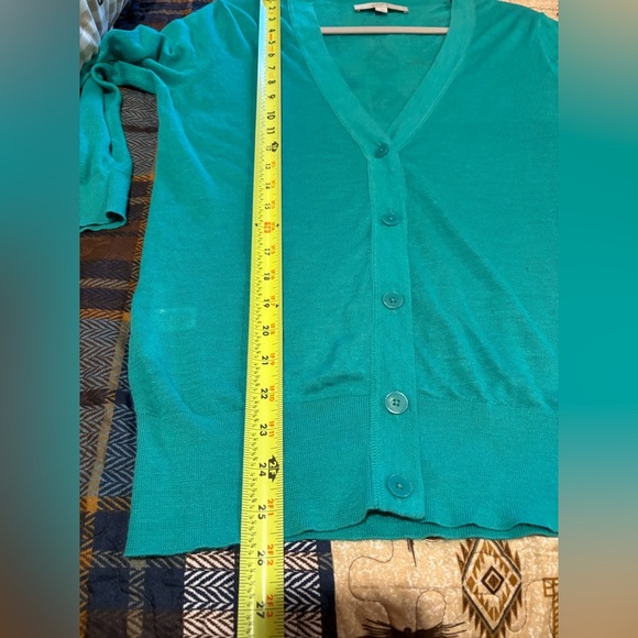 LOFT teal colored cardigan 3/4 sleeves button down closure v neck women’s M - Picture 7 of 9